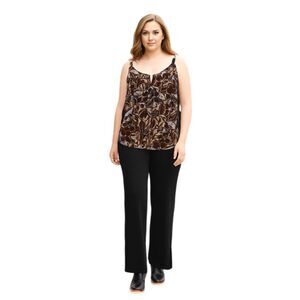 Caslon Sleeveless Brown Floral Top Size 2X